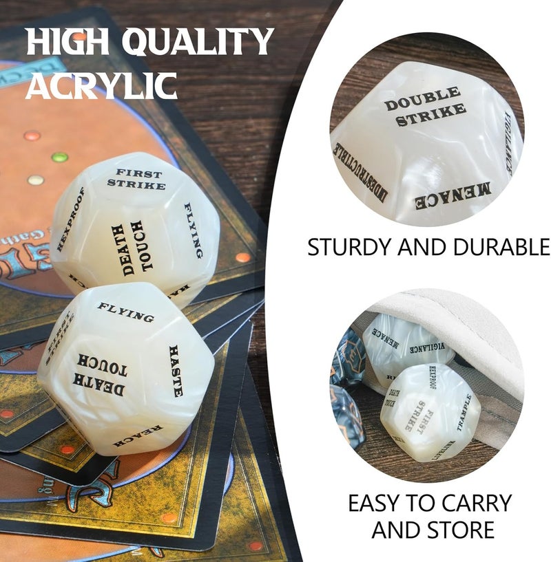 Ravonixis 12 Pieces MTG Counter 12 Sided Abilities Keywords Dice Loyalty MTG Life Counter Tokens Dice Buff Tokens Compatible with Magic Card Game Accessories CCG Creature Stats (White) - Image 3